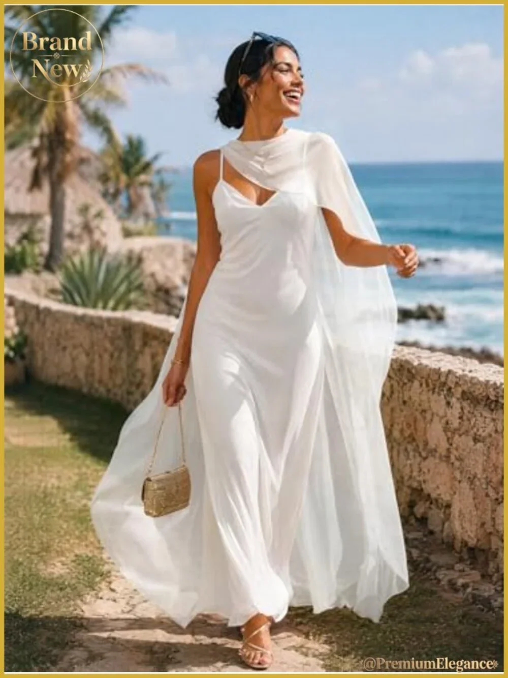 Womens Sheer Chiffon Cape Shawl Pearl Button Formal Wedding Cover Up